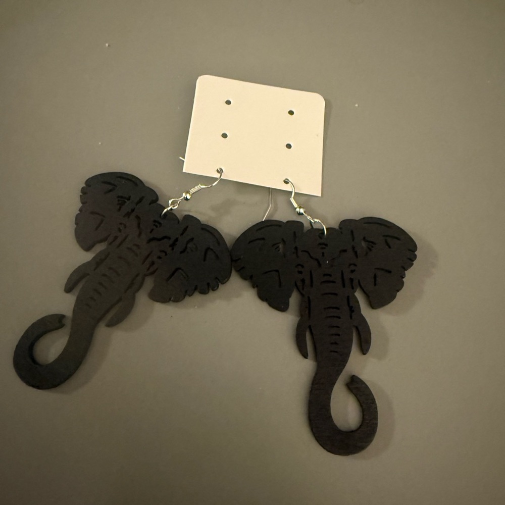 Unique Black Elephant Earrings